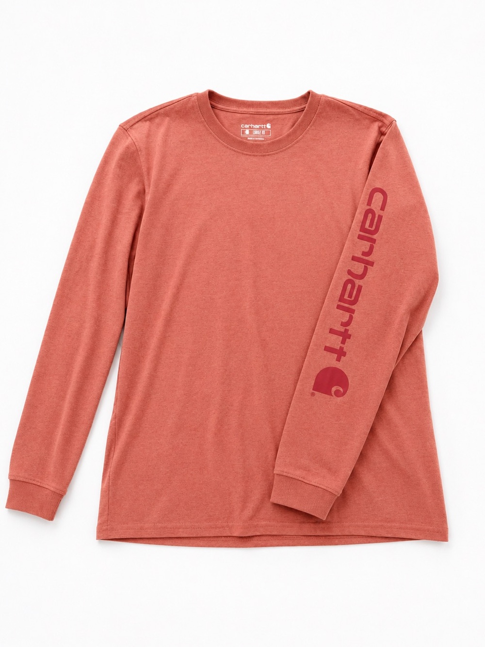 Carhartt Long Sleeve Tee in Dusty Rose with Sleeve Script (no tags—never worn)